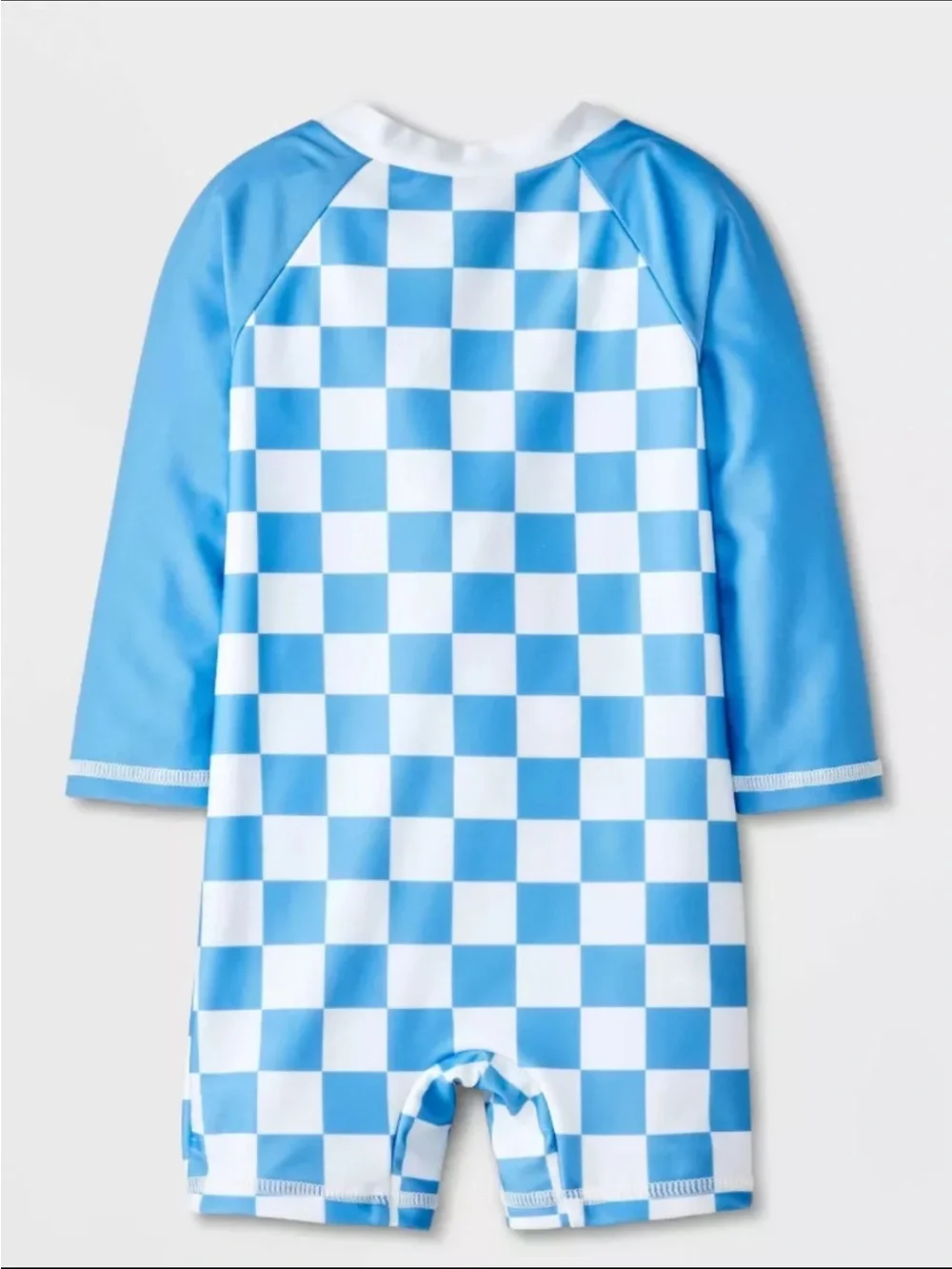 Disney Baby  Boy Mickey Swimsuit Infant 6 M Blue Checkered UPF 50+ Rash Guard